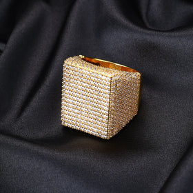DE Pass Moissanite Tester Wholesale Princess Cut D Color VVS 925 Silver Pave Setting Gold Plated IGI Certified Trendy Men's Ring