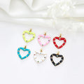 Hot Selling 14K Gold Plated Diy Jewelry Accessories Colorful Enamel Heart Shape Zircon Pendant Bracelet Necklace Making Charms