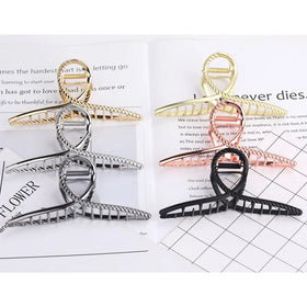 Hot Selling Korean Hair Clutches Golden Hair Clamps Metal Hair Claw Clip for Girls