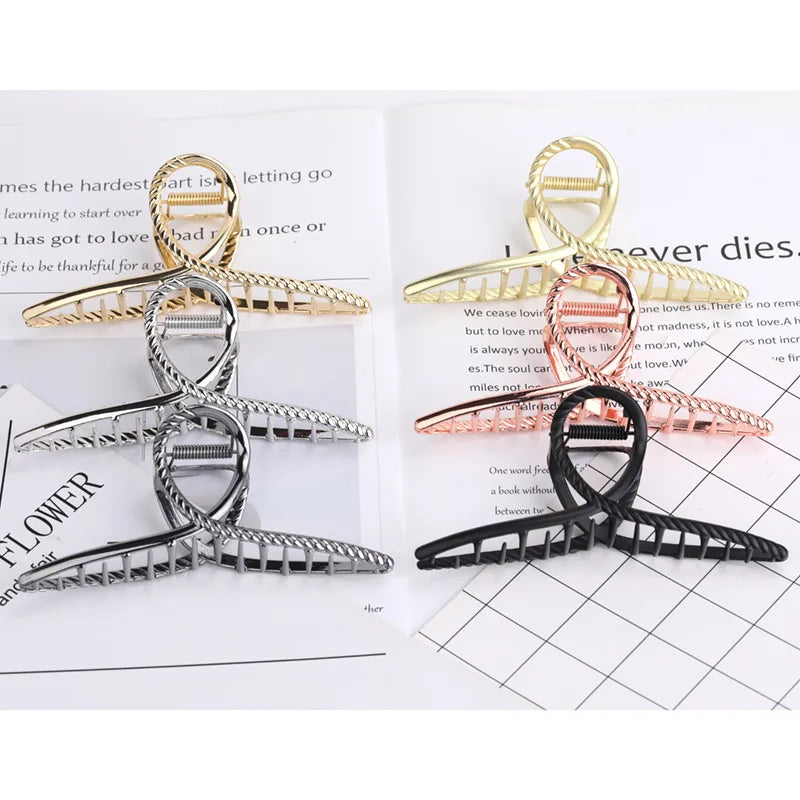 Hot Selling Korean Hair Clutches Golden Hair Clamps Metal Hair Claw Clip for Girls