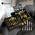 FANGYUAN Stainless Steel Hoffmayer Gold Plated 72pcs Cutlery Set Flatware with Gift Box