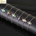 CSJA Wholesale Crystal Quartz Hexagonal Charm Natural Healing Stones Jewelry Friendship Bracelet Stainless Steel for Women H069
