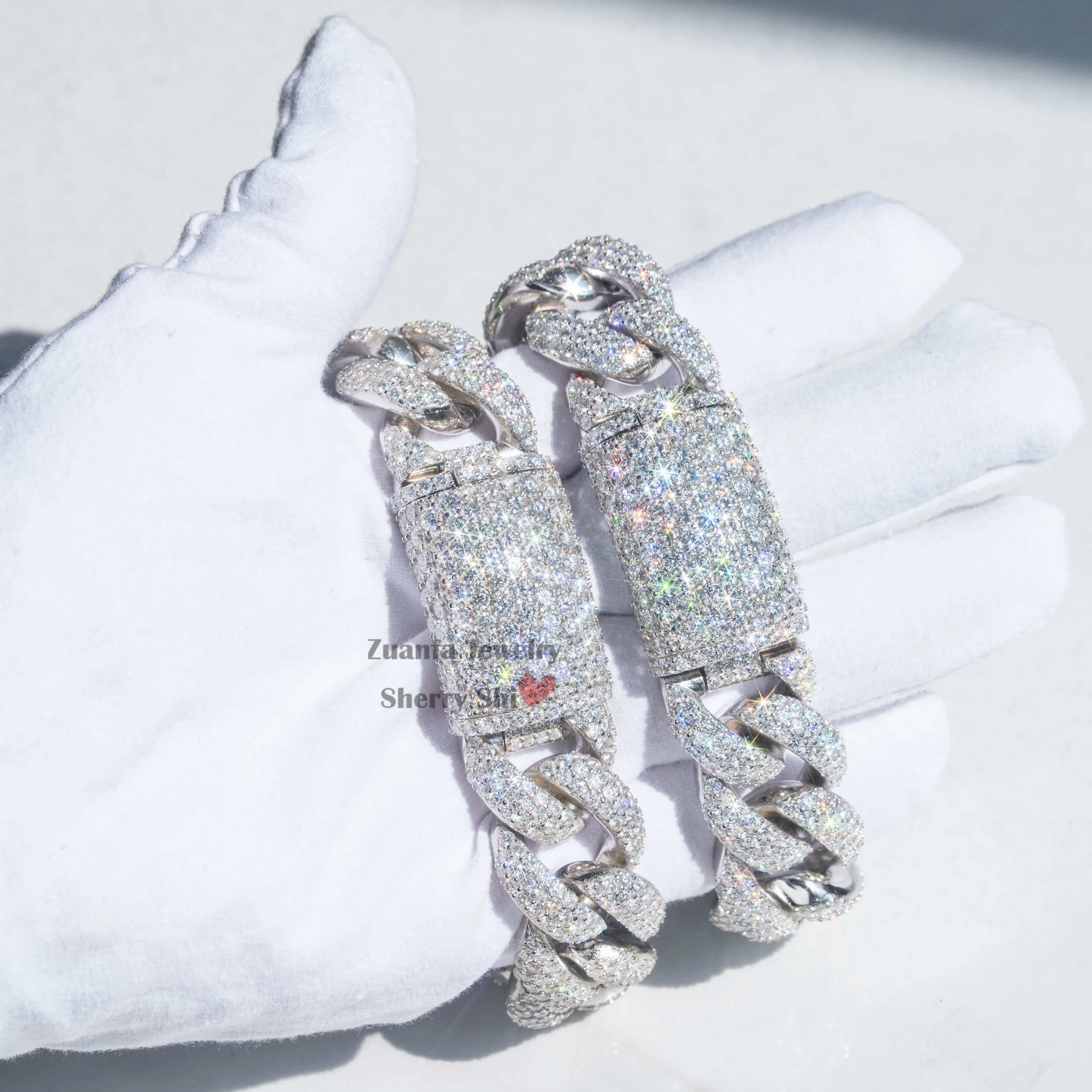 New Design New Arrival Zuanfa Jewelry Hip Hop Iced Out VVS Moissanite Diamond Cuban Bracelet 20MM