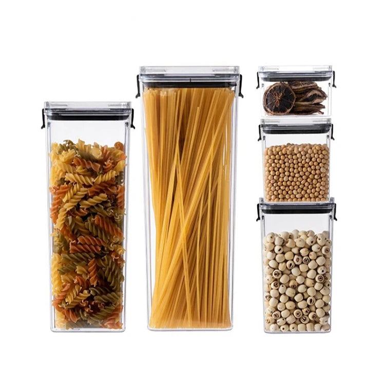 Hot New Products Transparent Plastic Kitchen Stackable Airtight Food Storage Containers 5 Pcs Set with Lid