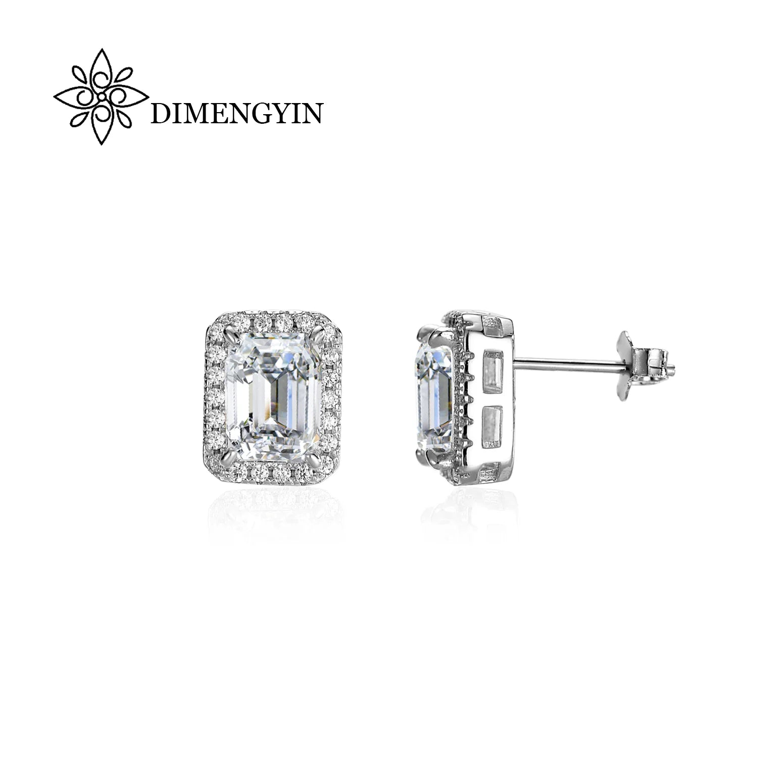 New Design Earrings Stud Fine Jewelry VVS Square 925 Sterling Silver Moissanite Drop Earrings