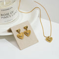 Wholesale18K Gold Plated Stainless Steel Small Love Stud Big Heart Zircon Pendant Earrings for Women Party Jewelry Set P253531