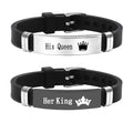 Her King His Queen Crown Engraved Silicone Letter Name Logo Couple Bracelet Set Wristband for Men