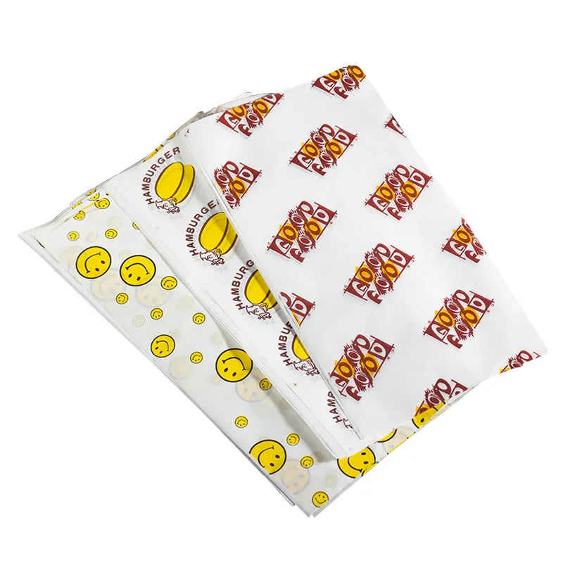 Custom Logo Printed Food Grade Waxed Paper Customize Logo Greaseproof Pe Wax Burger Wrap Paper