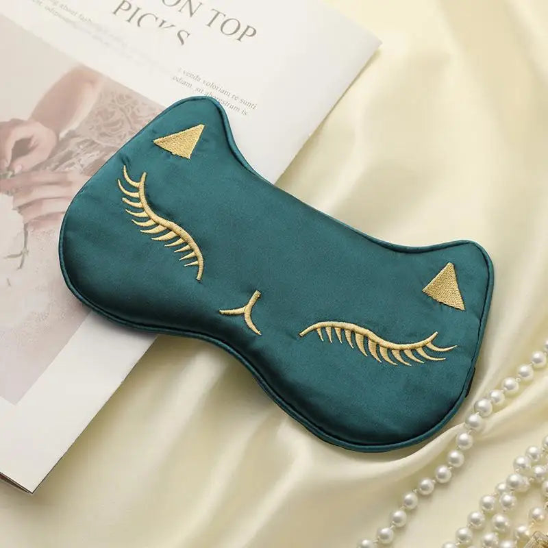 New Silk Eye Mask Soft Shading Adjustment Breathable Travel-Friendly Buckle Cartoon Fox Design Memory Foam Dark Circle