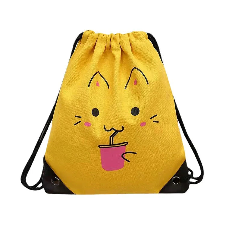 Sample Canvas Drawstring Bag for Kids Backpack of Children Small Storage Bag Portable Travel Sport Backpack