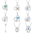 Hot Sale 925 Sterling Silver Heart Shape Shiny Stone Mermaid Fishtail butterfly Infinity Necklace for Women Fine Jewelry