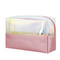 China Factory OEM Holographic TPU PU Leather Makeup Cosmetic Toiletry Organizer Storage Bag with Embossed Logo Custom