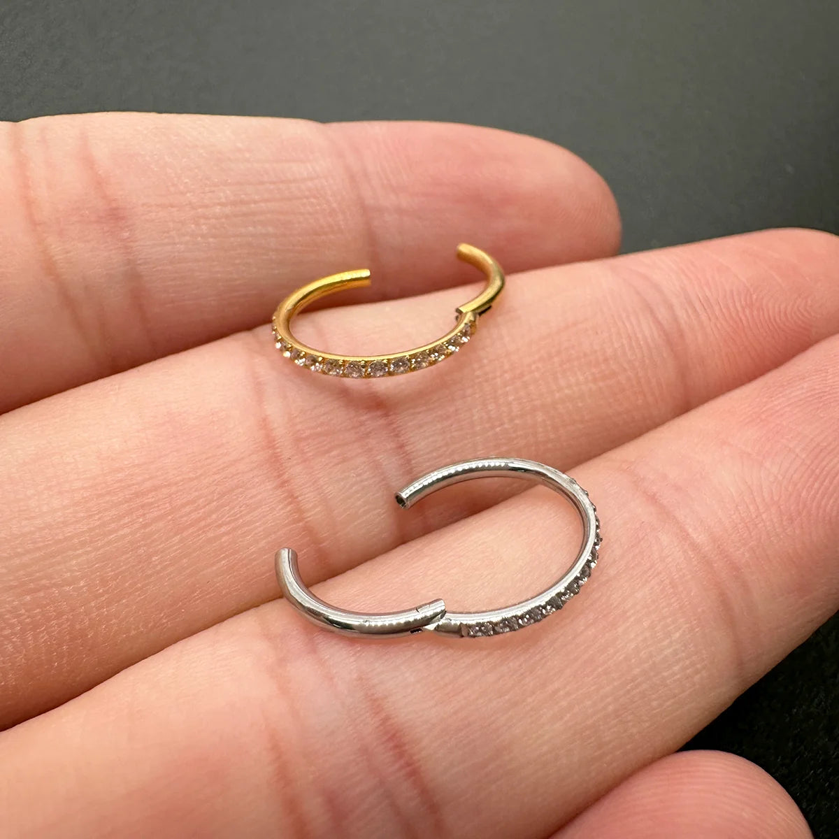 Clear CZ Nose Rings Hoop 316L Surgical Steel Cartilage Earrings Conch Daith Helix Rook Tragus Lobe Snug Body Piercing Jewelry