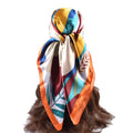Women Floral Pattern Fashionable Bandana for Daily Life Elegant Women square Scarf Customization 90*90cm Satin Shawl