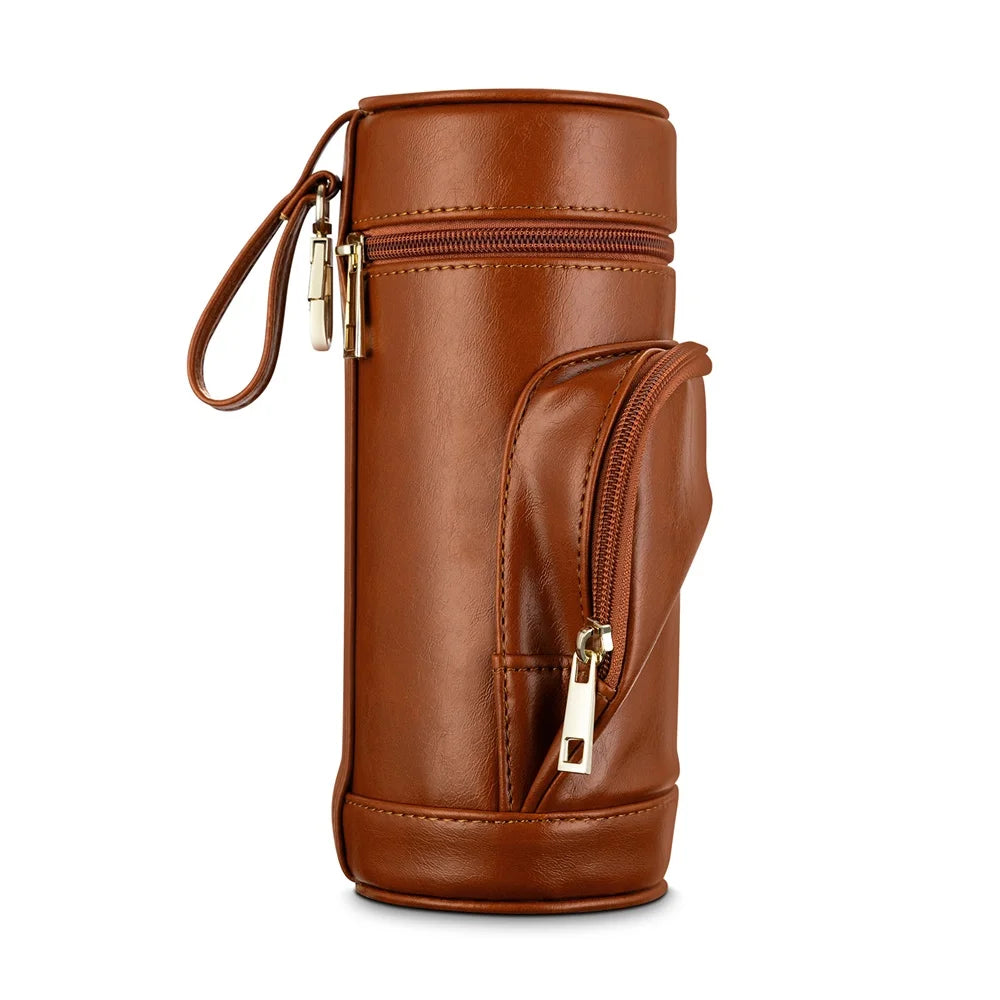 CIGARLOONG Leather Material Sealed Wet Lock Cedar Liner Large Capacity Multi-functional Storage Cigar Tube with Hygrometer MegaBDM