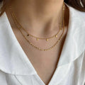 New Luxury 18K Gold Plated Layer Stainless Steel Double Layered Tassel Sequined Bead Chain Necklace for Women