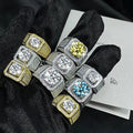 Ready to Ship 925 Sterling Silver Square Round Brilliant Cut VVS D Color 3CT GRA Moissanite Ring for Men Engagement Wedding Band