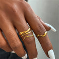 2 Pcs/Sets Waterproof Hollow Out Wavy Stainless Steel Rings for Women Trendy Ladies Adjustable Finger Rings Fashion Hand Jewelry