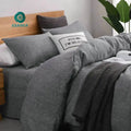 Pure Natural French Flax Linen Bed Sheets Set King Size Gray Woven Technique Linen Bedsheets for Bedroom Bedding