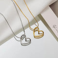 Gold Silver Plating Heart Pendant Necklace Stainless Steel Collana Con Cuore Waterproof Hollow Heart Necklace