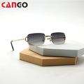 Classic Metal Rimless Square Frame Sun Glasses Anti Blue Light Lens High Quality Cycling Men Uv400 Sunglasses