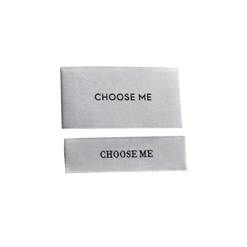 High Density Luxury Polyester Blue Fabric Care Custom logo Neck Woven Labels