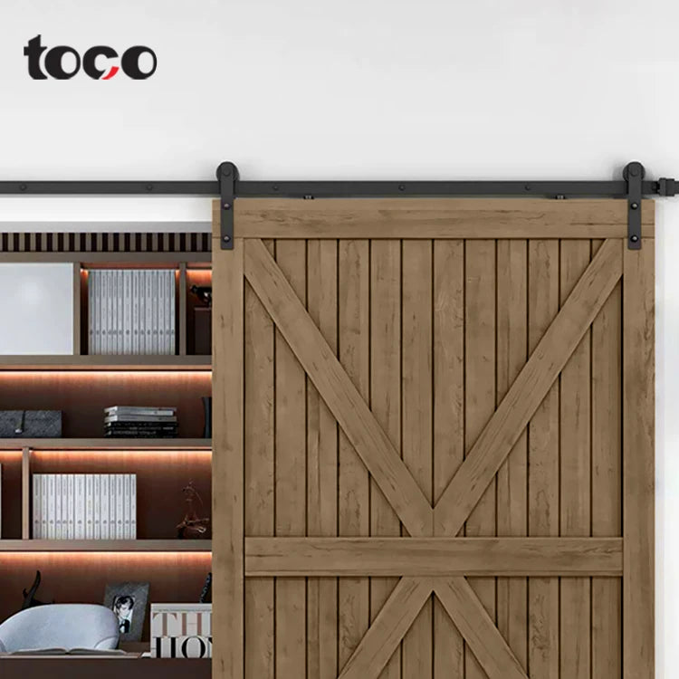 Toco Modern Industrial Two Track Double Bypass Sliding Barn Doors Soundproof Interior Glass Exterior Hardware Available Lowes