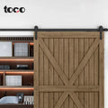 Toco Modern Industrial Two Track Double Bypass Sliding Barn Doors Soundproof Interior Glass Exterior Hardware Available Lowes
