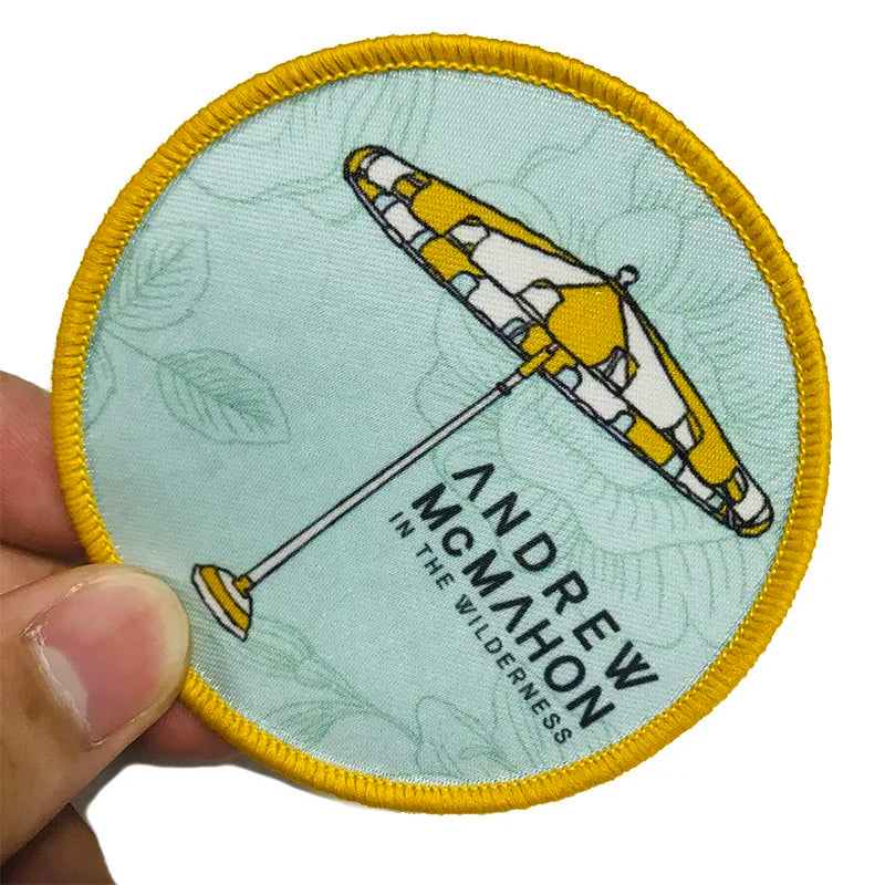 Heat Transfer Printing Patches Merrow Border Custom Brand Logo Garment Patch