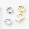 Delicate 925 Sterling Silver Simple Glossy Many Size Gold Plated 18K Thick Hoop Earring Ladies Gift