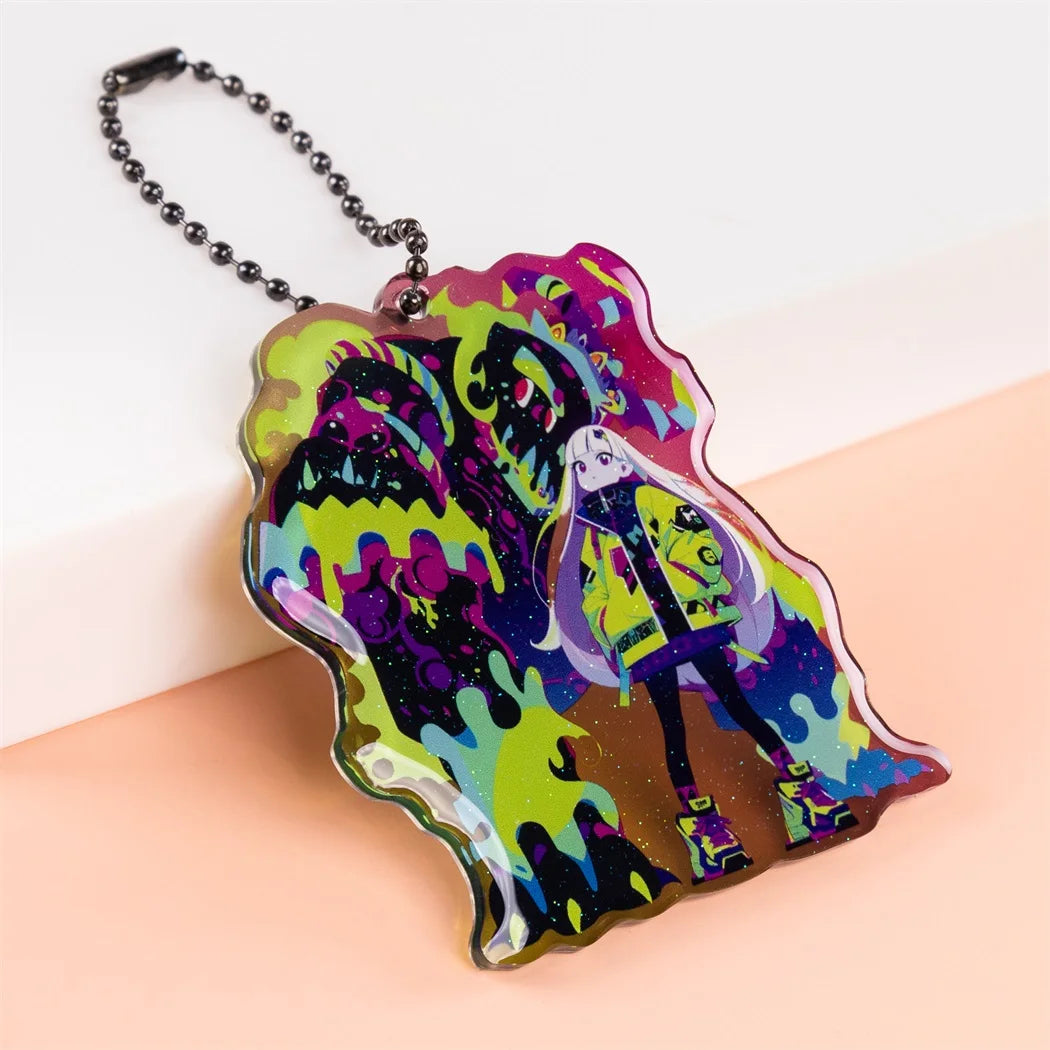 Custom Cartoon Cute Kawaii Plastic Holographic Epoxy Resin Glitter Acrylic Keychain