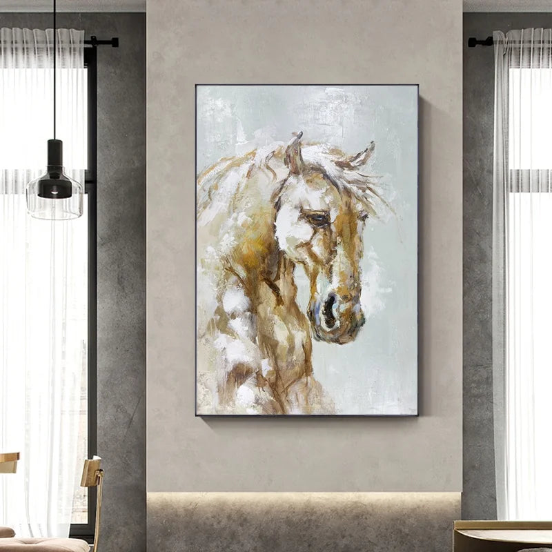 Hotel Project Decoration Handmade Abstract Oil Painting on Canvas Wall Art Animal Designs Abstract Horse Painting