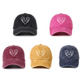 Vintage Washed Distressed Denim Unstructured Baseball Cap 6 Panel 'Loving Horse' Logo Dot Pattern Sporty Holiday Gift for Girls