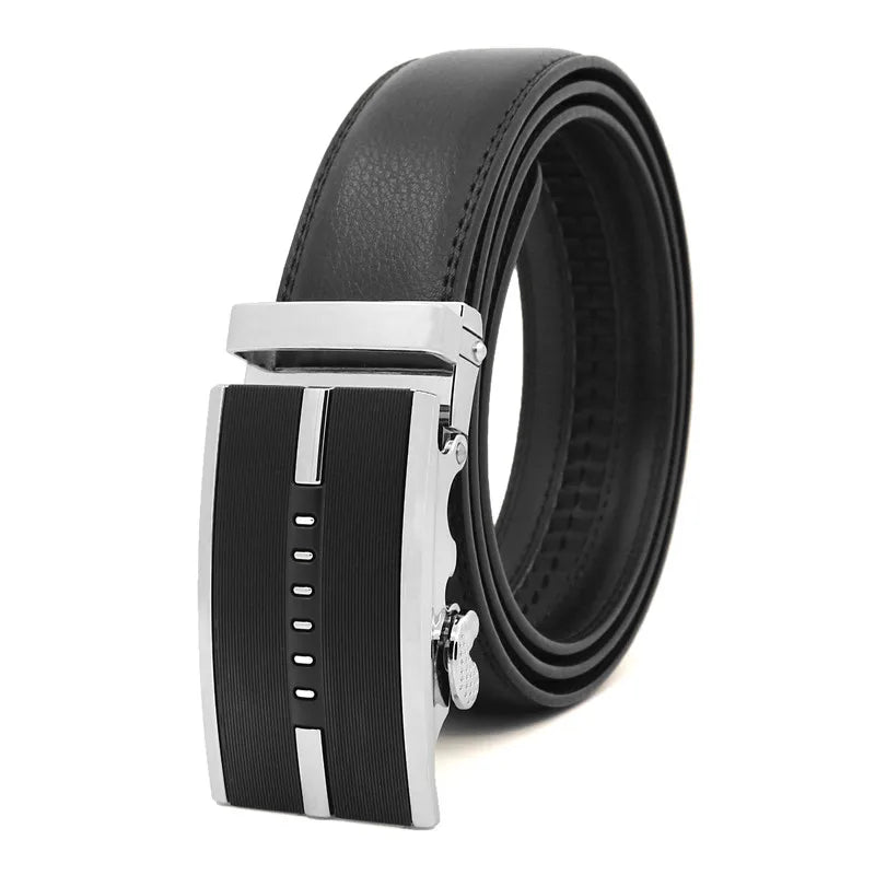 LQbelt Men's Automatic Buckle Belt Male Genuine Leather Belts for Men Ratchet Custom LOGO Factory