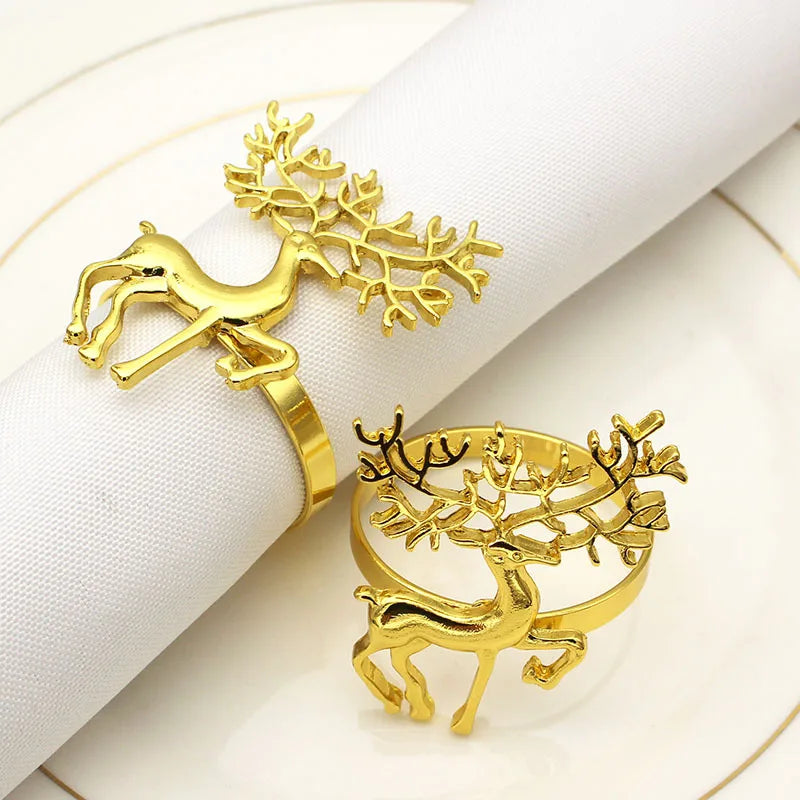 Cute Reindeer Napkin Rings Metal Christmas Accessories for Dinner Table Decoration for Party
