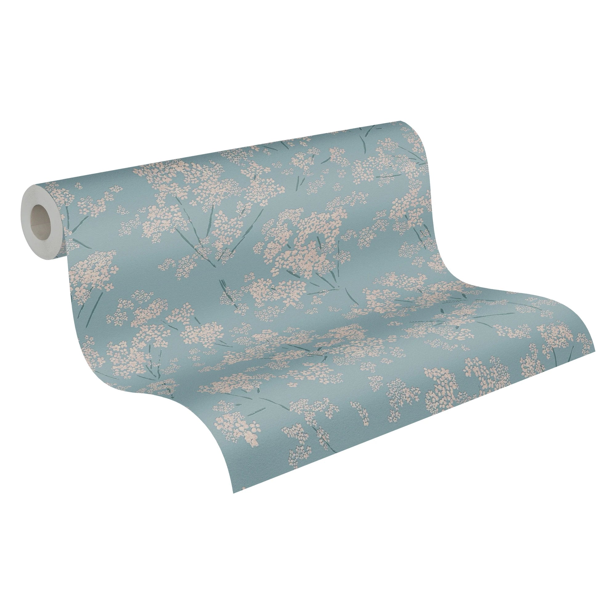 Made in Germany - Wallpaper rolls Flowers Blue Beige Turquoise - Non Woven Vinyl - Wallpaper Floral for Walls - 1005 x 053 m