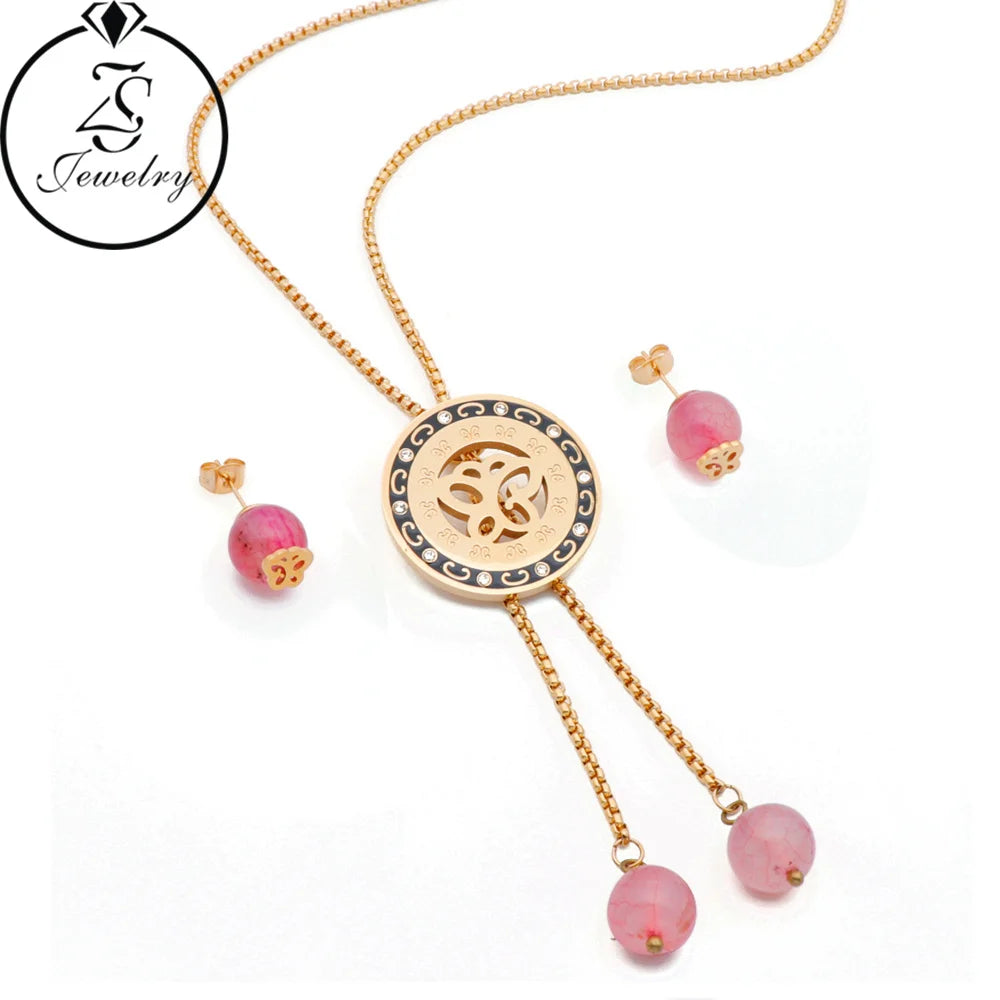Girls Heart High End Custom Women Element Jewelry Brazilian 18K Luxury Jewelry Sets Gold Plated