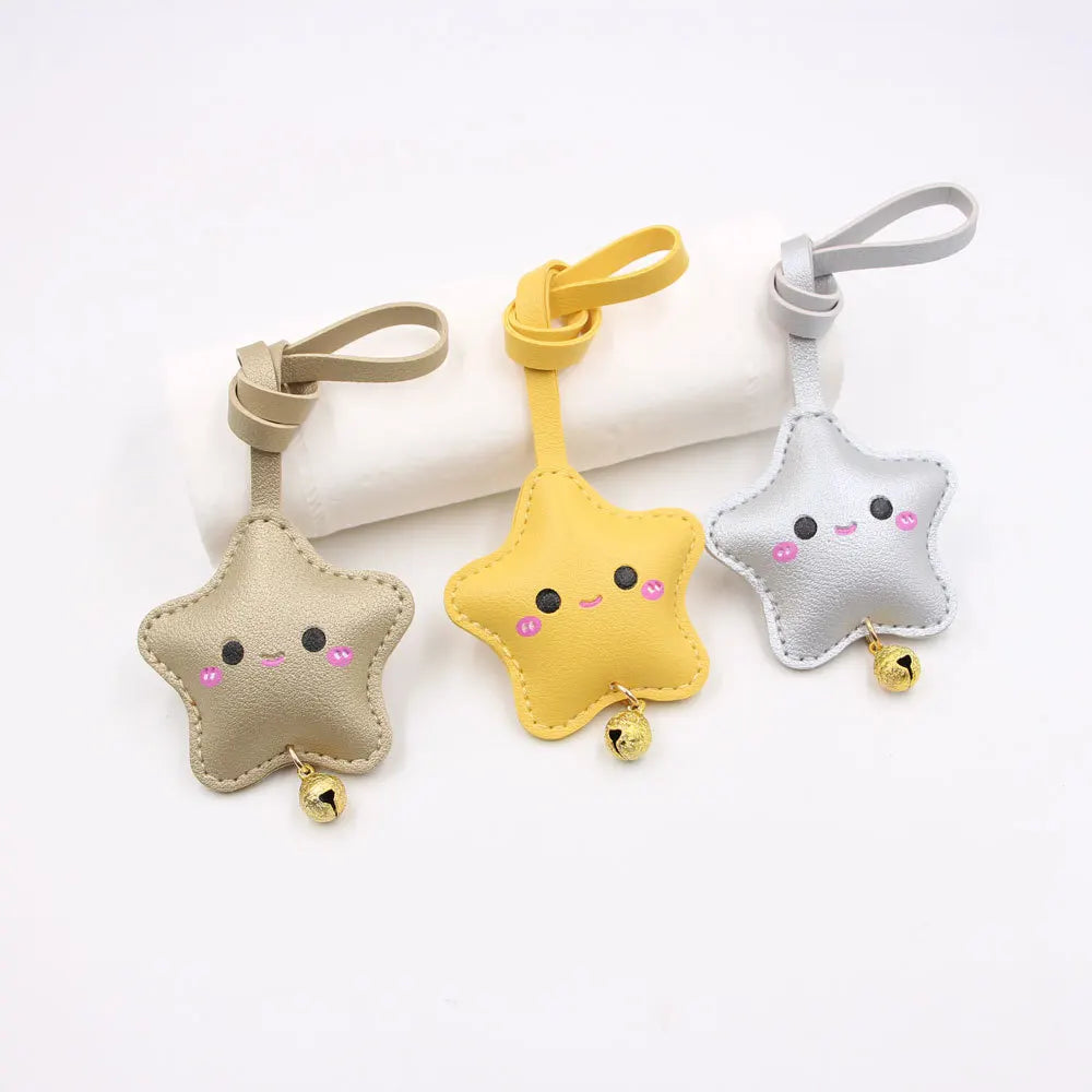 2025 Wholesale PU Leather Keychain with Embossed Star Shape Five-Star Bag Pendant Keychains
