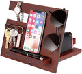 JUNJI Folk Art Style Smart Phone and Wallet Holder Polished Pine Wood Tablet Board Organize Your Essentials Conveniently