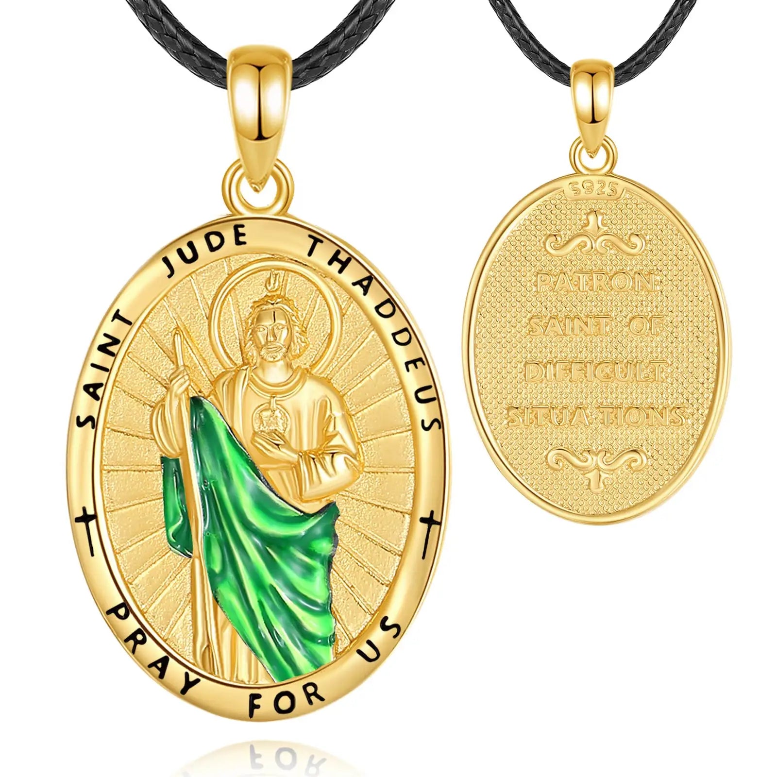 Merryshine Vintage Style 925 Sterling Silver Tadeo Jewelry St Jude Medal San Judas Link Chain Necklace for Men