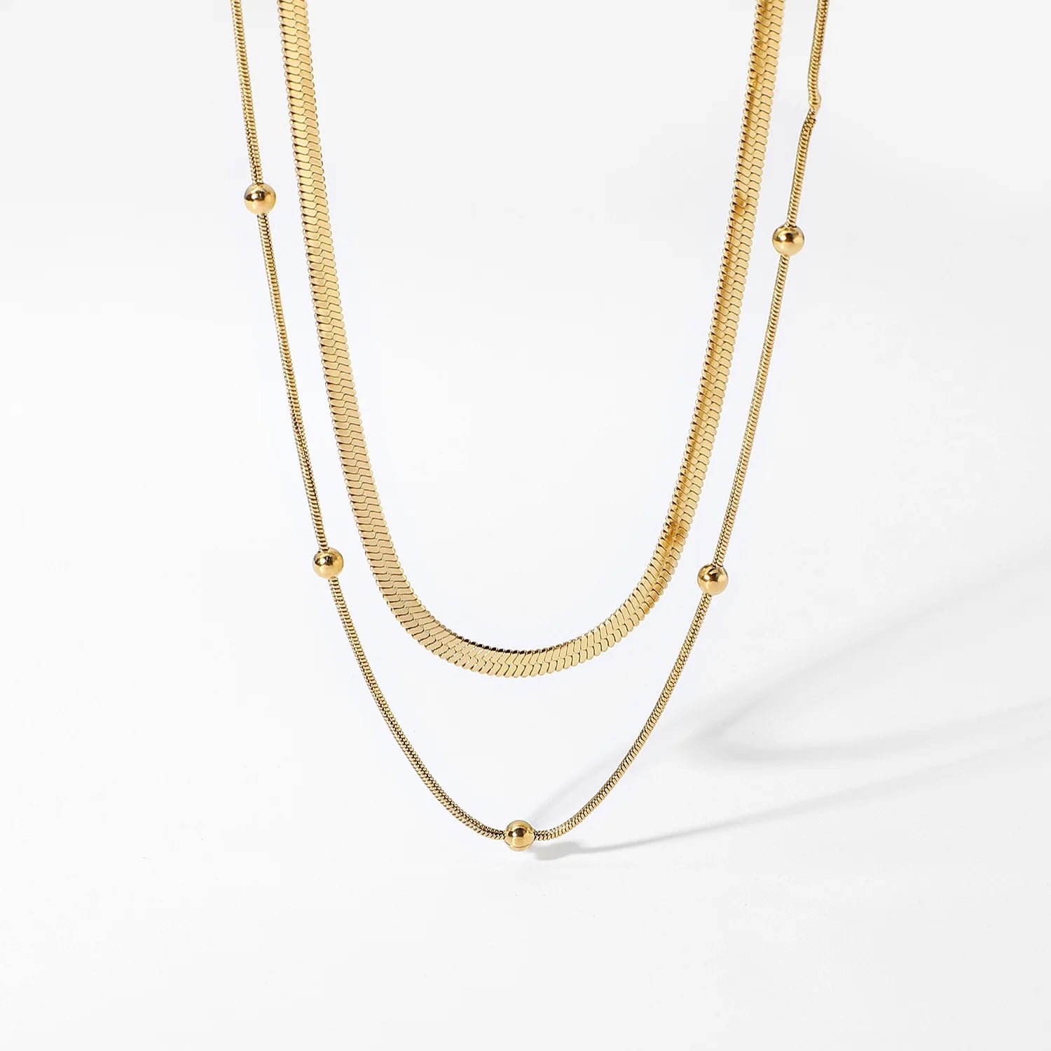 Fashion Jewelry Necklaces Double Chains Snake Chain Stainless Steel Clavicle Choker Necklace