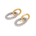 N&S Two-Tone 18K Gold Stainless Steel Stud Earrings Trendy Braided Textured Oval Openwork Design for Gift