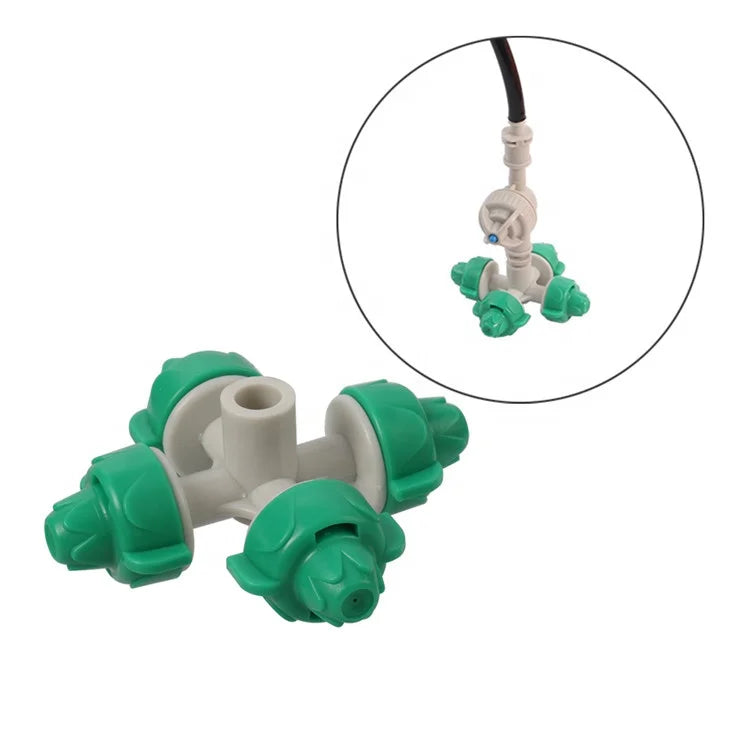 Cross Misting Nozzle Hanging Greenhouse Micro Sprinkler Fog Nozzle 4 Way Fogger Sprinkler for Garden Irrigation Cooling