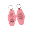 Custom Vintage Hotel/Motel Key Tag Keychains Gold Foil Stamped Retro Resorts Design Plastic Carabiner With 1 Color Printing