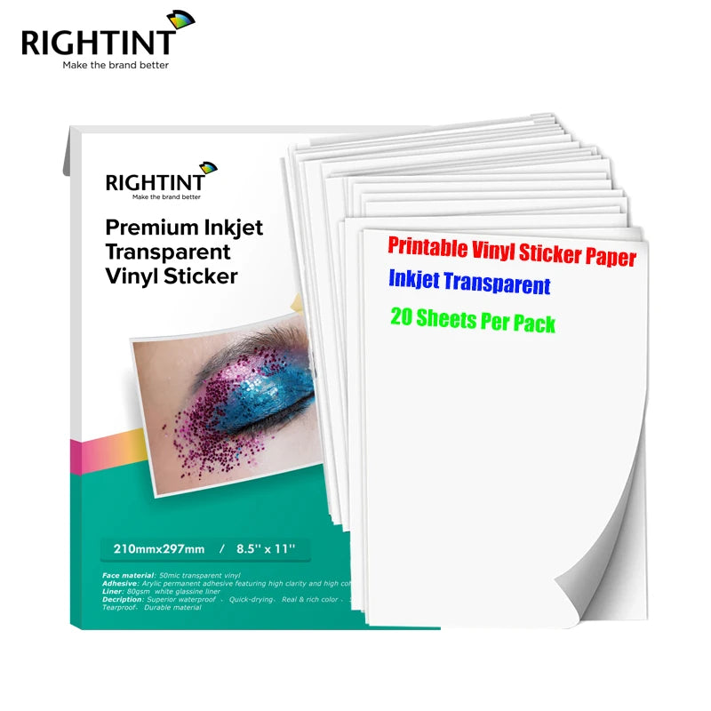 A4 Premium Self-Adhesive Photo Sticker Paper Single Sided High Glossy Waterproof Rubber Back for Inkjet Printers for Masking
