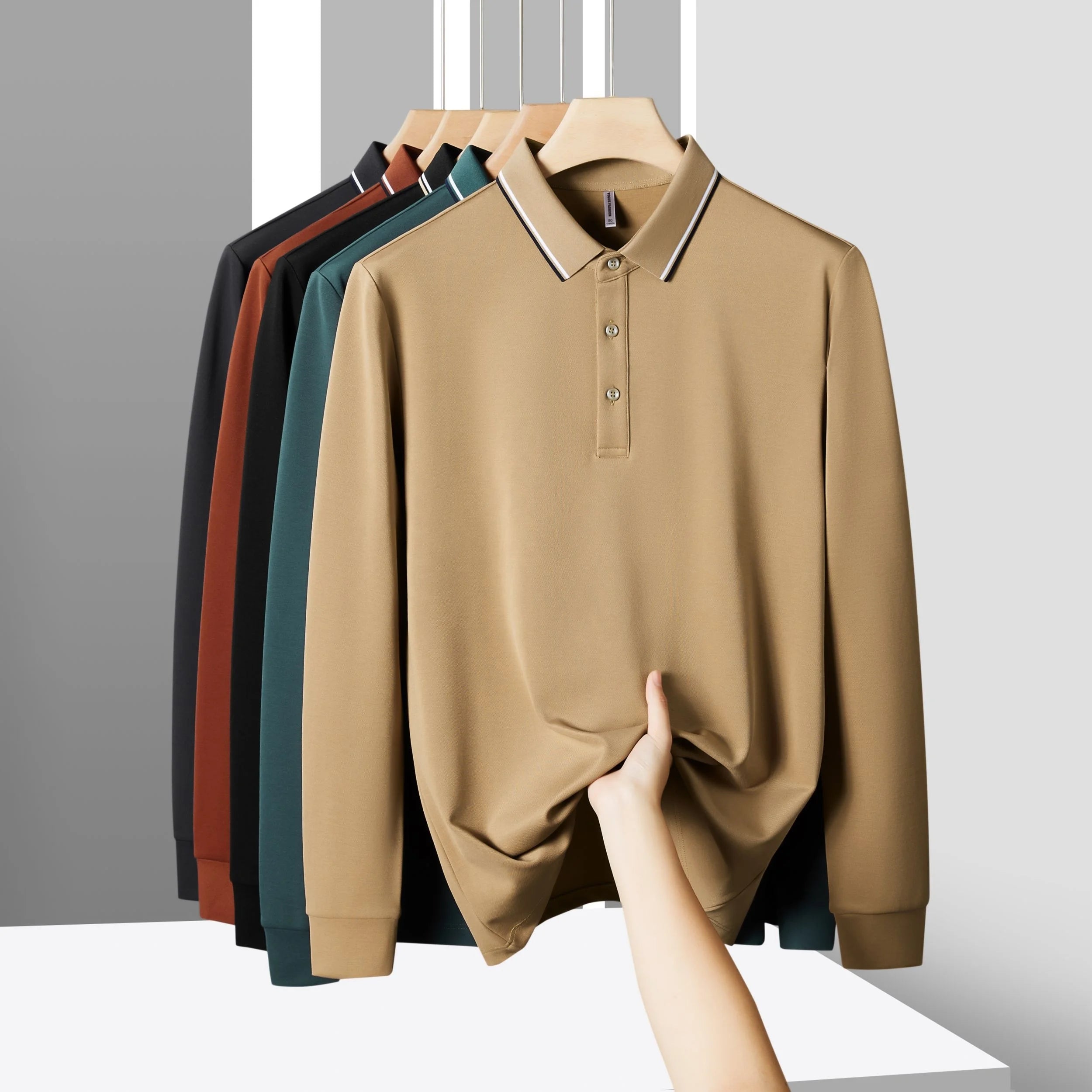 Plain Blank Long Sleeved PoloT Shirt Customized Men's Long Sleeved T-shirt With Their Own Brand logo
