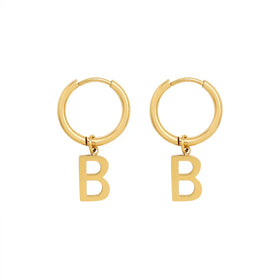 European and American Ins Cold Style New Fashion Retro Alphabet B Earrings Titanium Steel Ornament Letters Earrings Female