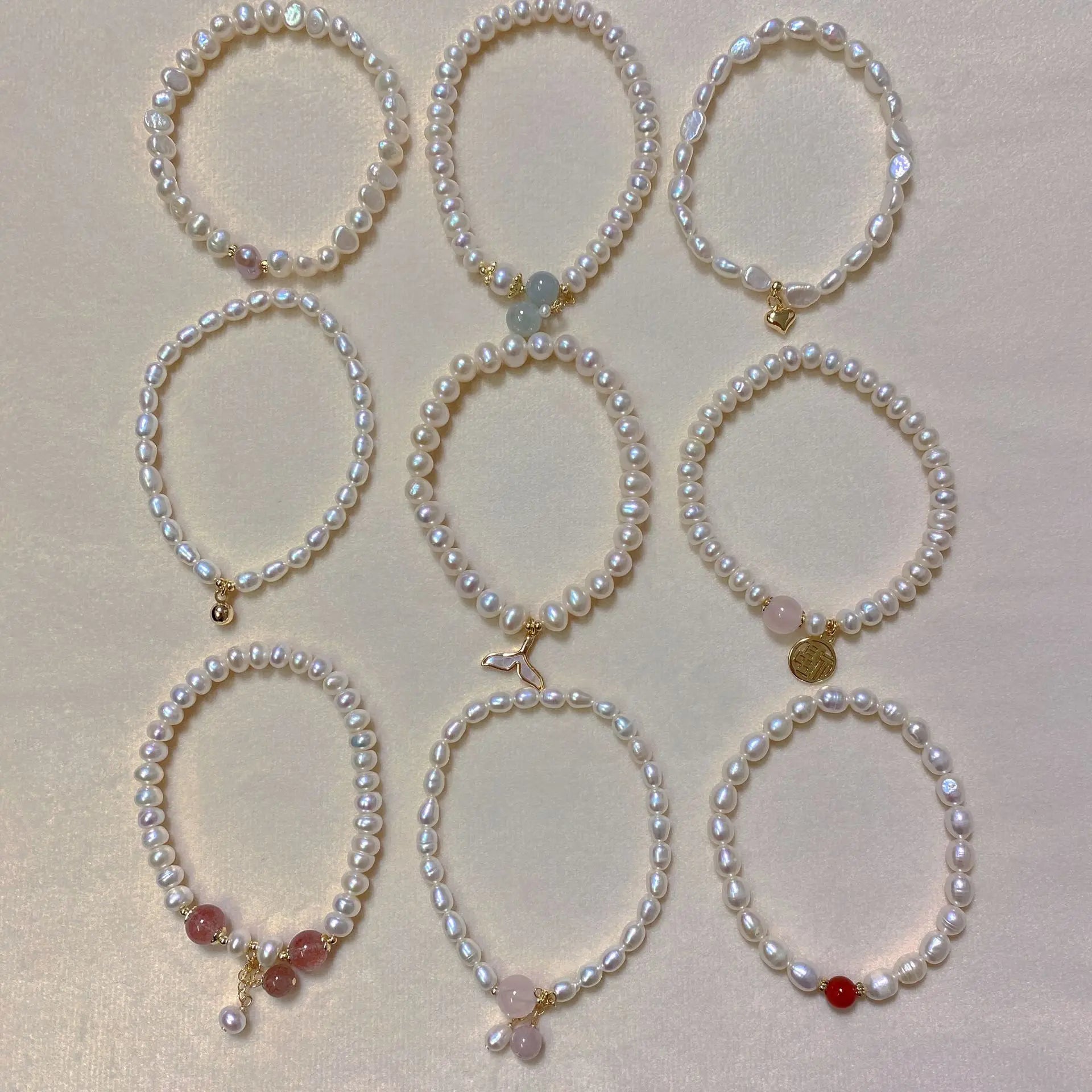 DAIHE Ins Irregular Freshwater Pearl Bracelet Elasticity Adjustable French Pearl Bracelet