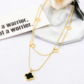 Customized Fashion Jewelry 18K Gold Plated Stainless Steel Four Leaf Pendant Link Chain Necklace for Women Gifts