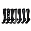 Xianghui Quality Sport Breathable Black Color With Different Pattern Knee High Unisex Cotton Compression Socks